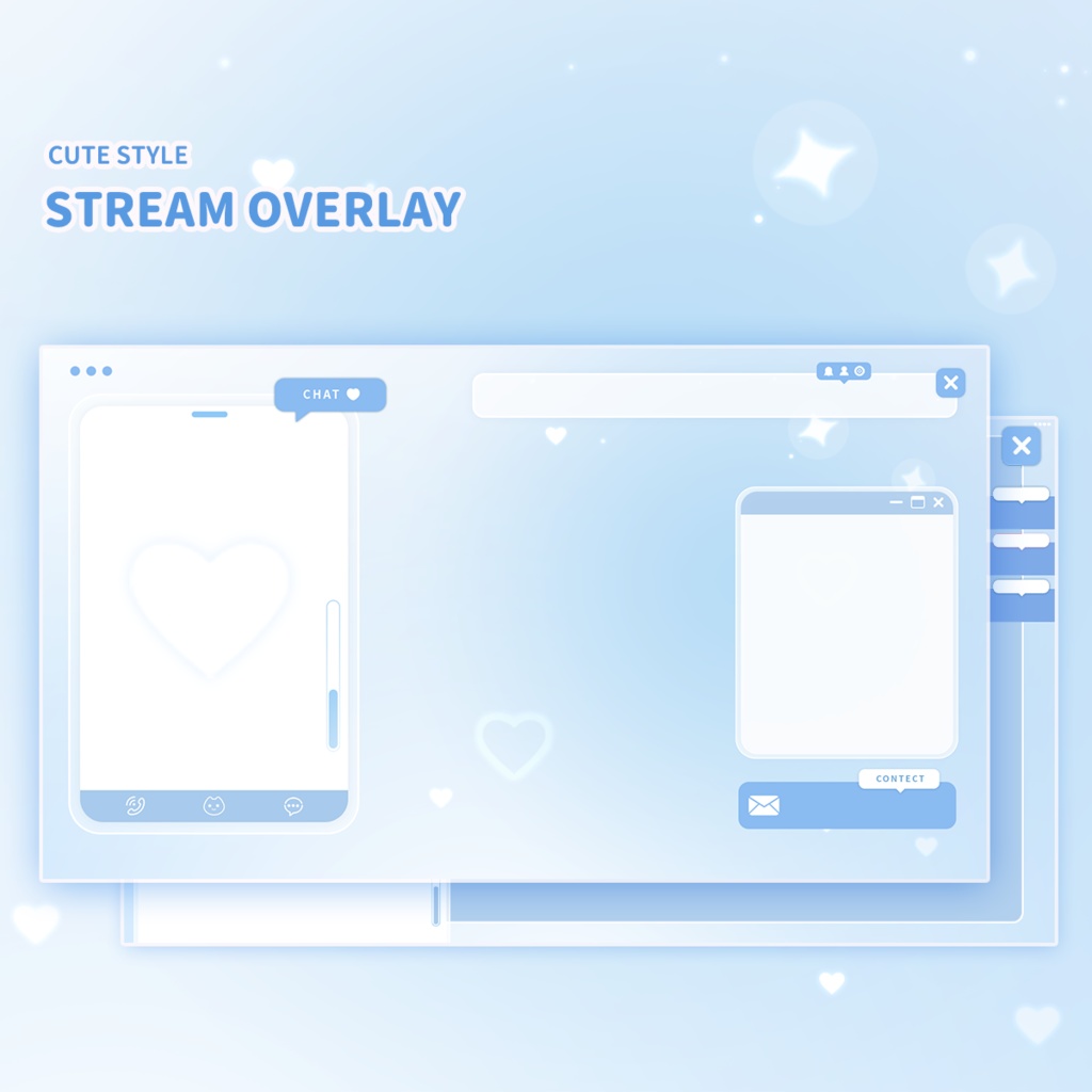 【Vtuber向け】 雑談 ゲーム実況オーバーレイ背景 Stream Overlay | Pink cute style Stream Overlay | Blue cute 