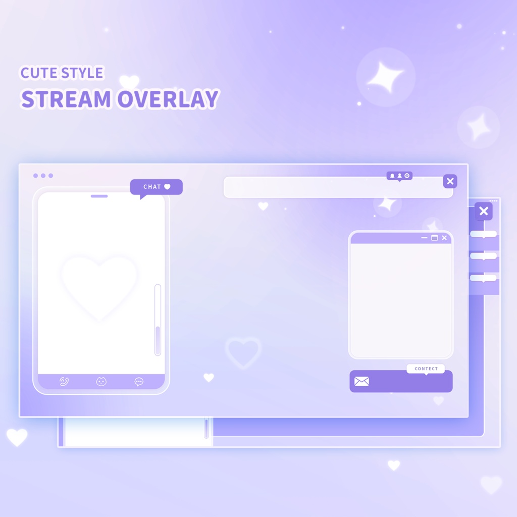 【Vtuber向け】 雑談 ゲーム実況オーバーレイ背景 Stream Overlay | Purple cute style