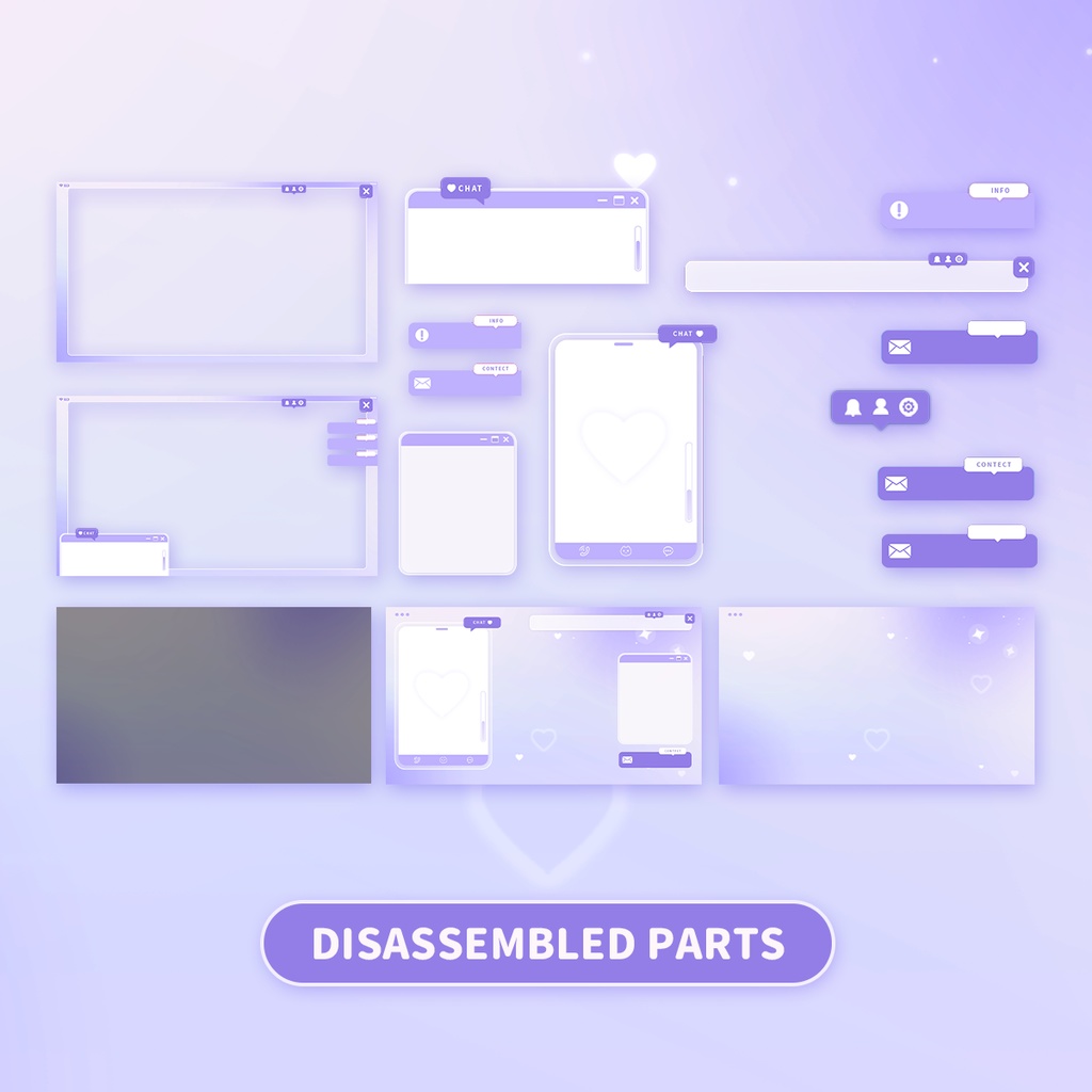 【Vtuber向け】 雑談 ゲーム実況オーバーレイ背景 Stream Overlay | Purple cute style