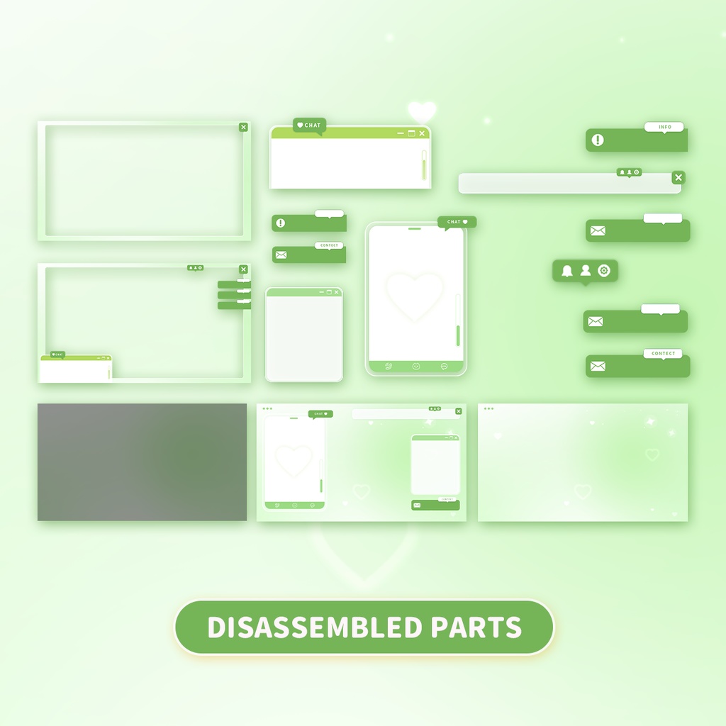 【Vtuber向け】 雑談 ゲーム実況オーバーレイ背景 Stream Overlay | green cute style