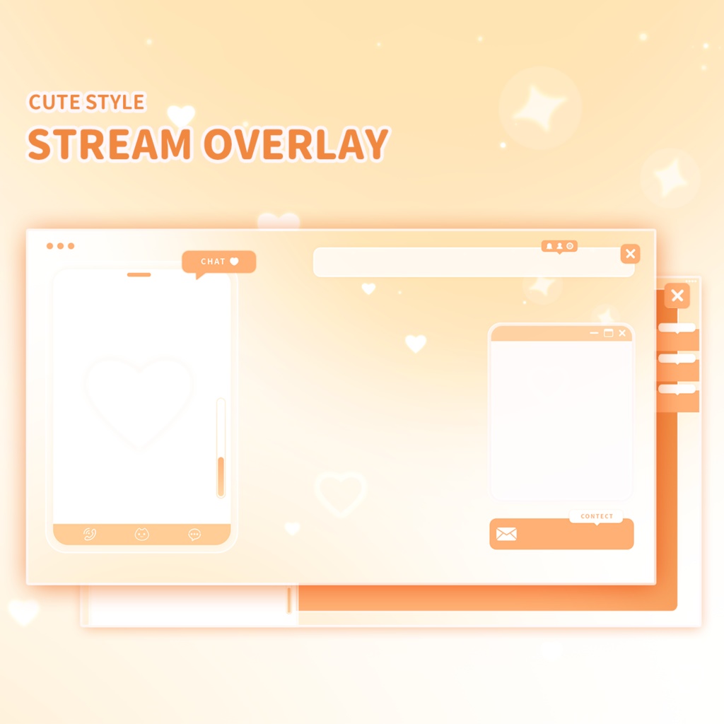 【Vtuber向け】 雑談 ゲーム実況オーバーレイ背景 Stream Overlay | orange cute style