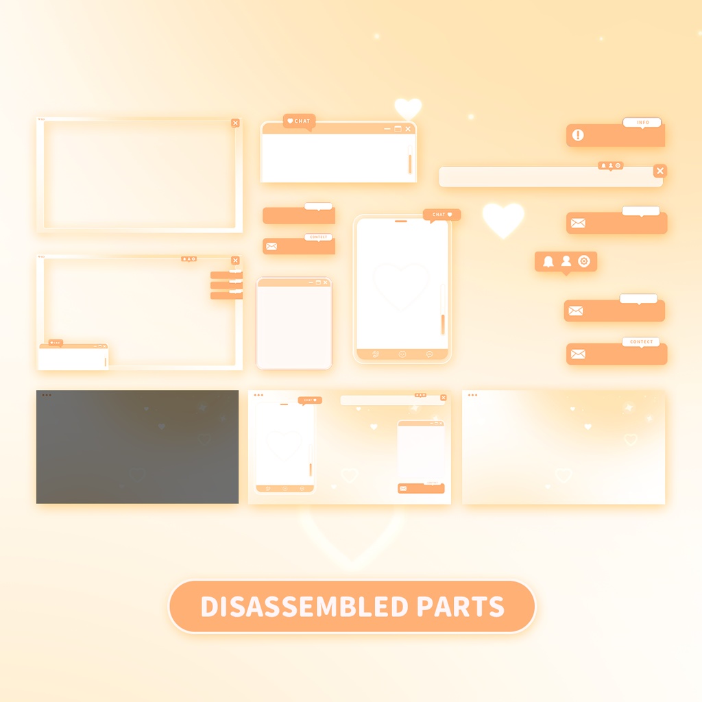 【Vtuber向け】 雑談 ゲーム実況オーバーレイ背景 Stream Overlay | orange cute style