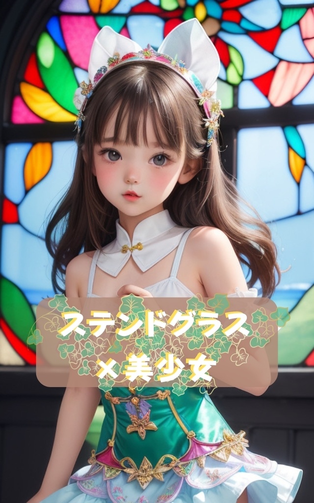 AI美少女　ステンドグラスと美少女　10枚オマケ2枚