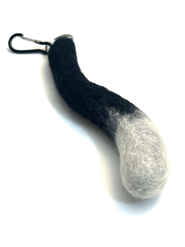 猫のしっぽストラップ (黒白A)