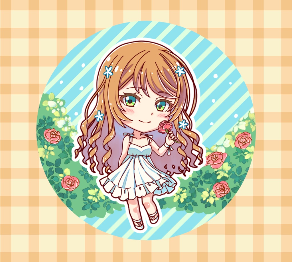 オリジナル缶バッジ　柄③花園の女の子
