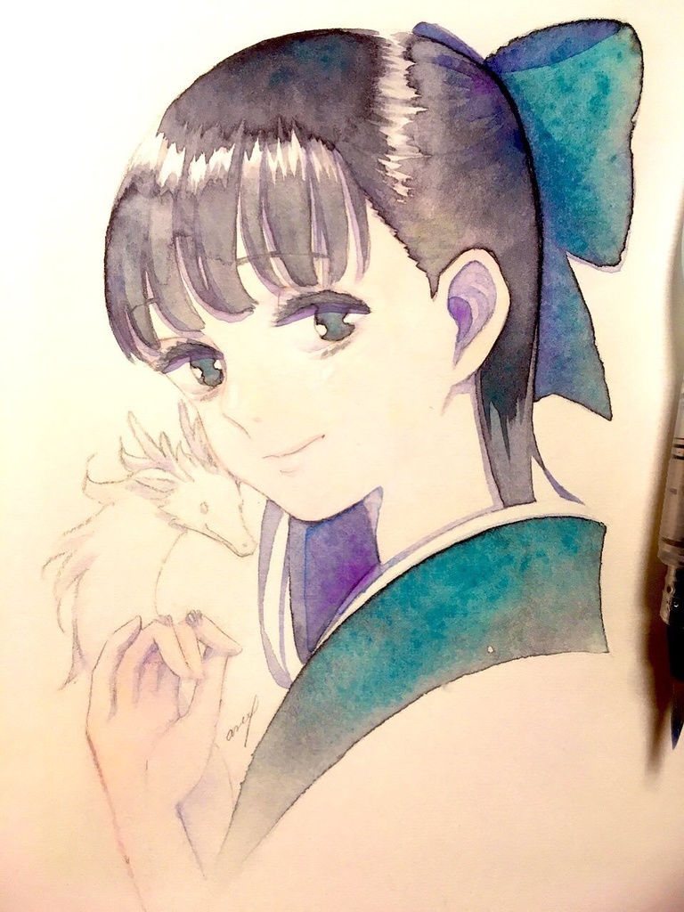 【創作】水彩原画(和風幻想2024・龍)  