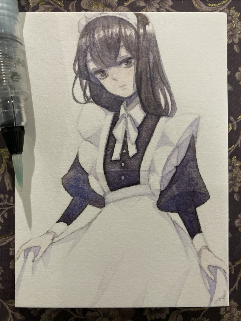 【創作】水彩原画ATCメイドさん2（通販新作）