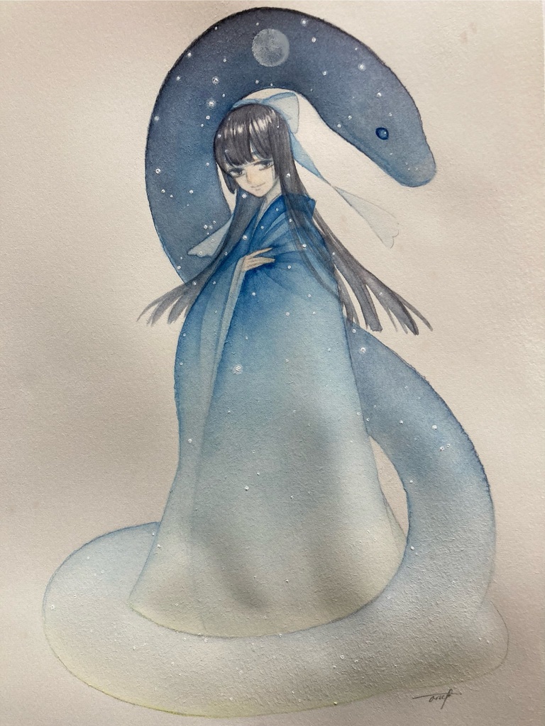 【創作】巳(水彩原画 ARTs*LABo 和風幻想2025・巳) 