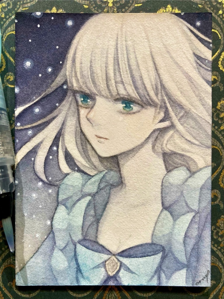 【創作】姫様(水彩ATC原画  TRAVEL to FANTASY Ex02)