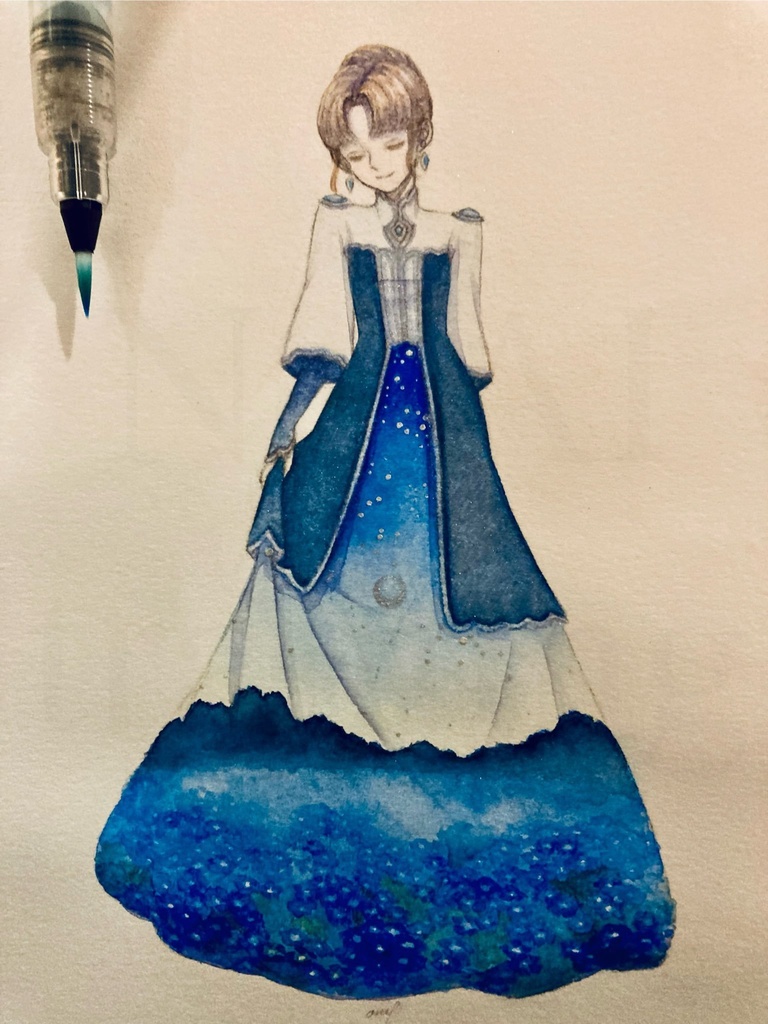 【創作】花畑(水彩原画あおと碧(みどり)展)