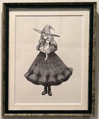 【創作】猫と魔女(額装原画 UnTitled 01) 