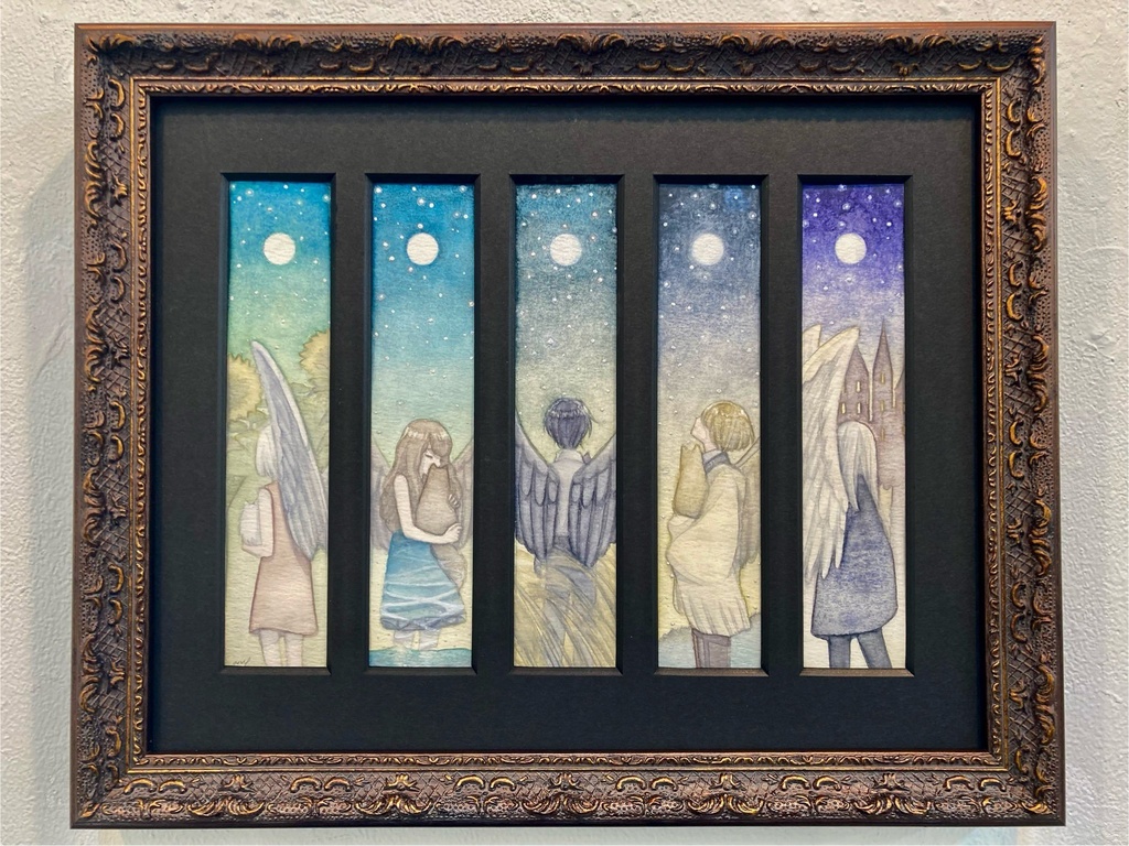  【創作】君の空 (新作額装水彩原画) 天使・悪魔展2025
