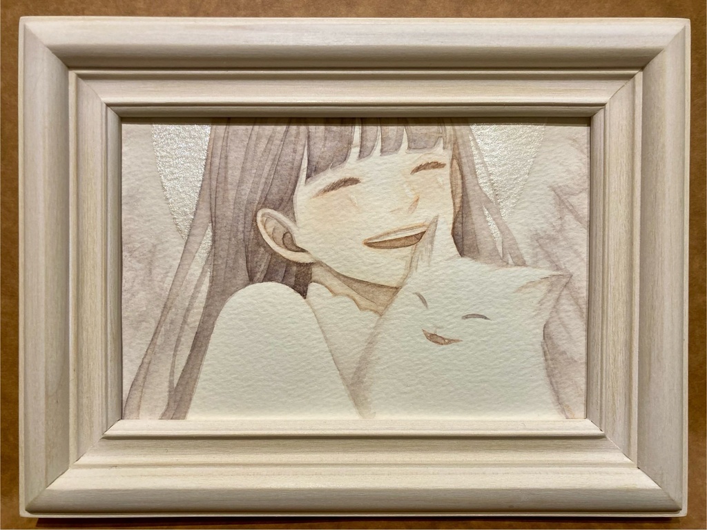 【創作】きみにあいにきたよ (新作額装水彩原画) 天使・悪魔展2025