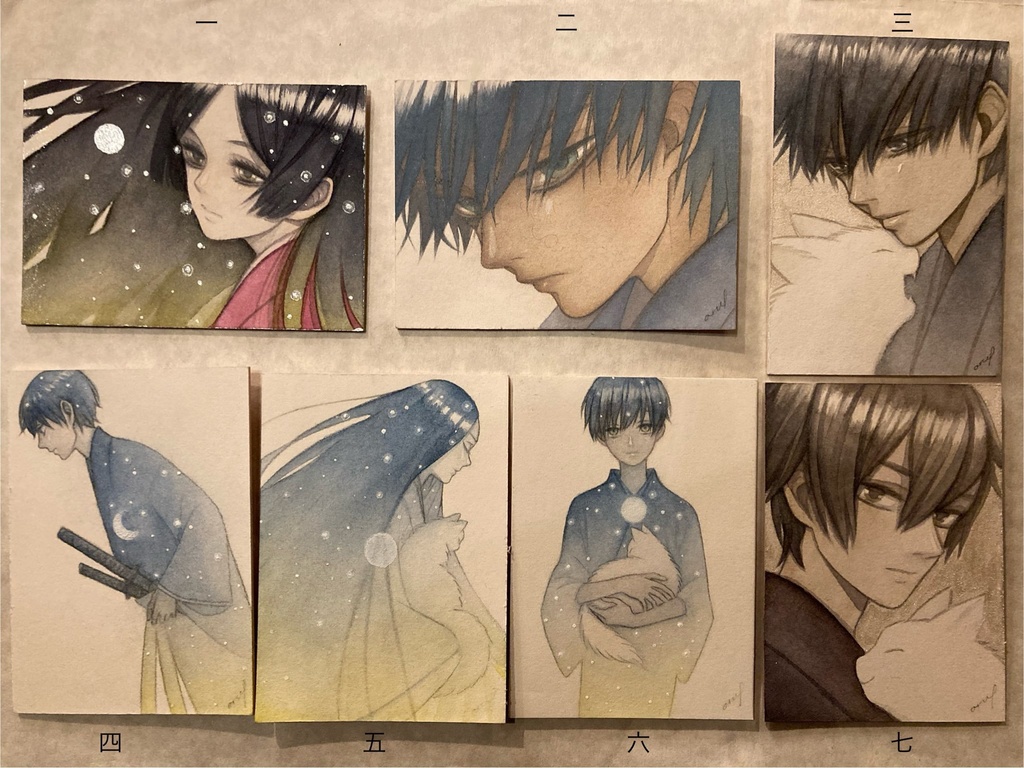 【創作】ARTs*LABo 和風幻想2026水彩ATC原画一〜七