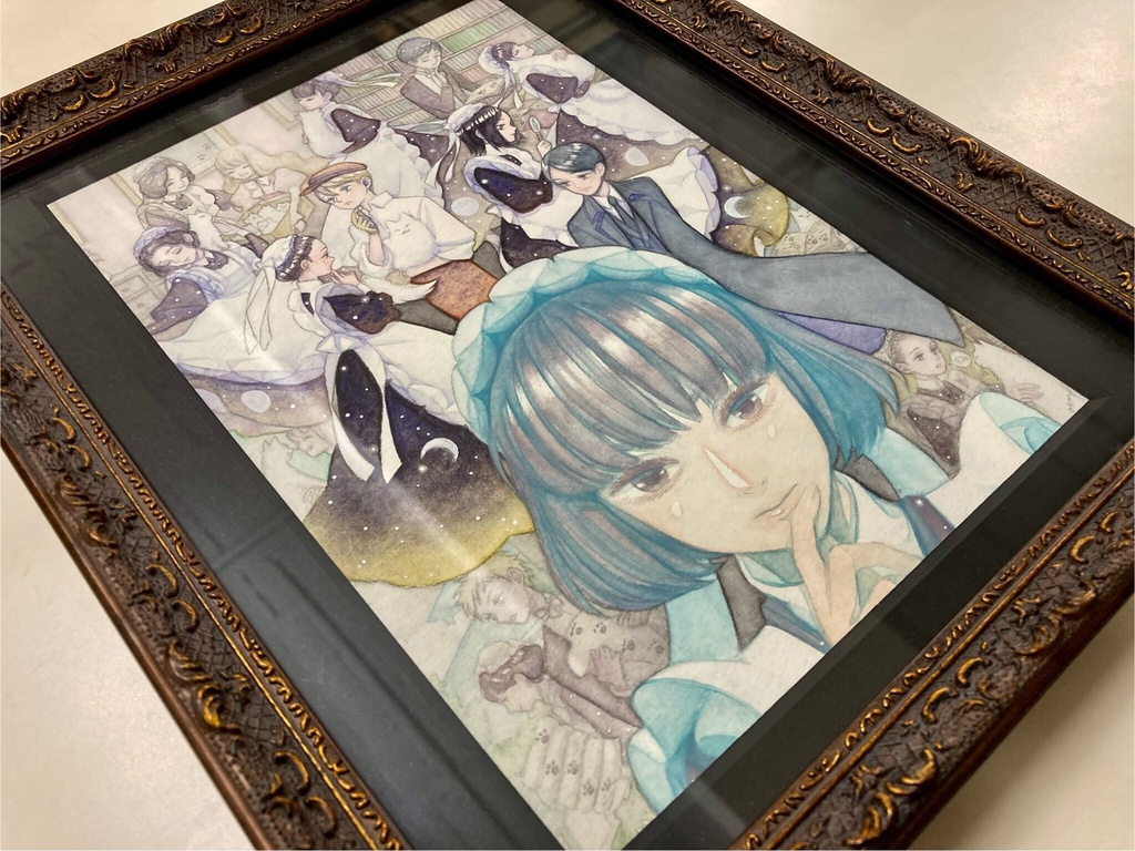 【創作】全部ﾈｺﾁｬﾝの仕業事件簿🐾（額装水彩原画） 