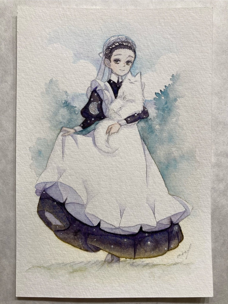 【創作】かえりましょ〜（水彩原画） 