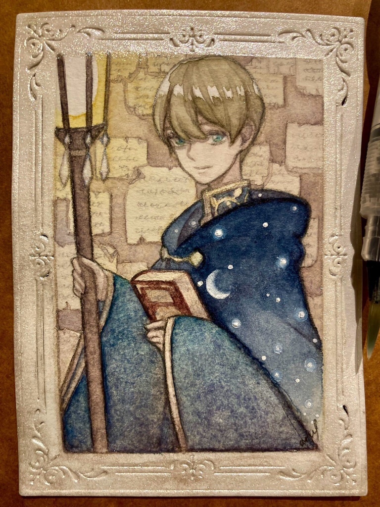 【創作】魔法使い（水彩原画） 