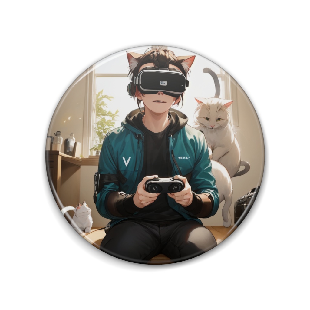 公開中  猫とVR 缶バッジ