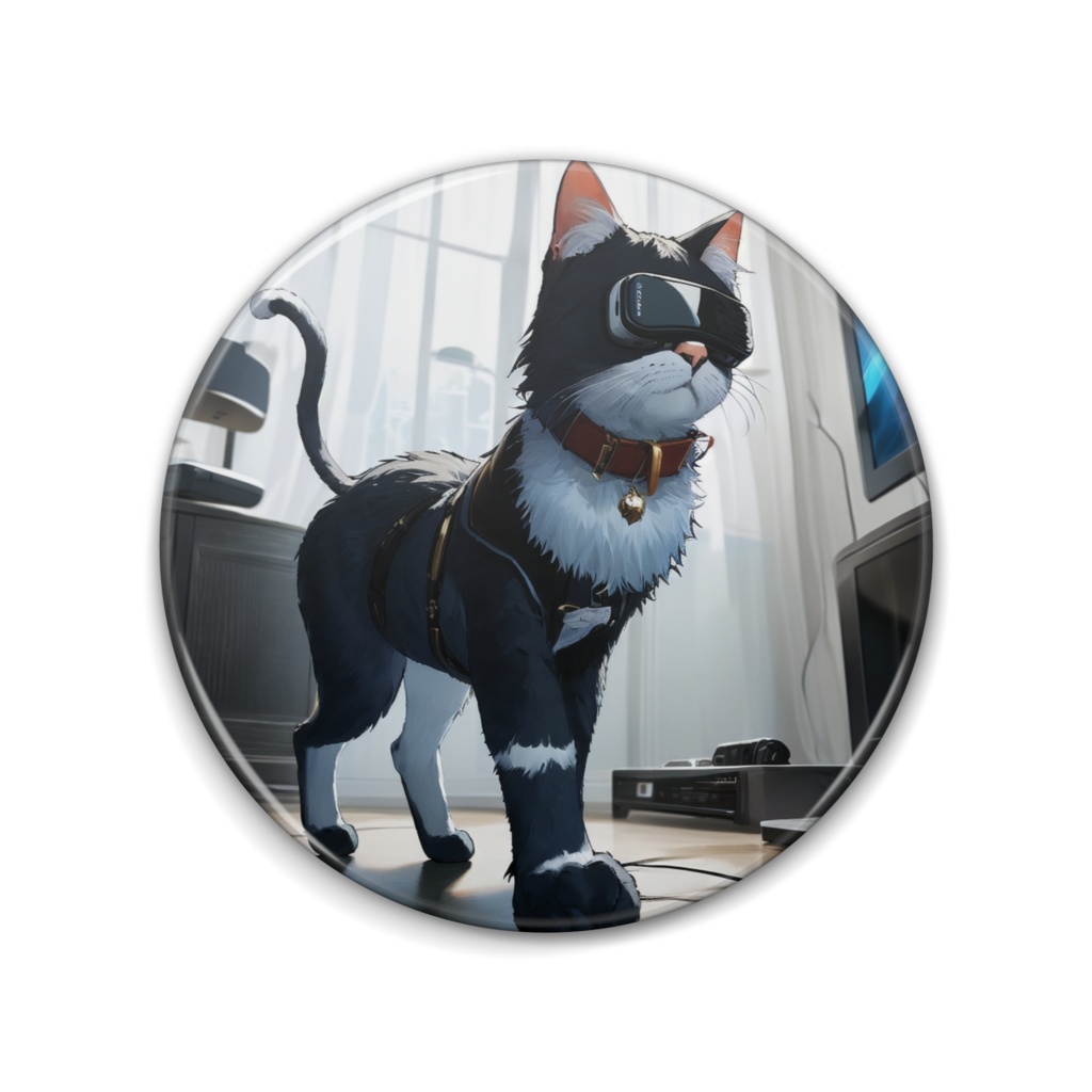 Virtual reality cat 缶バッジ