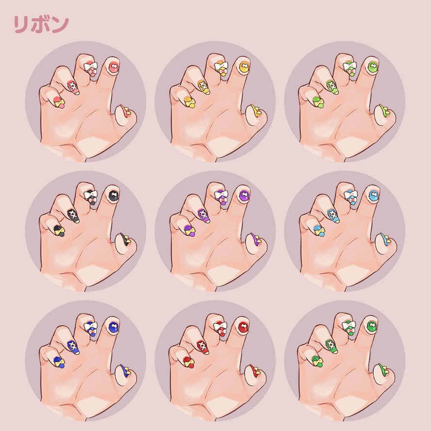 【手の素材】がおーポーズ(ネイル7種x9色)