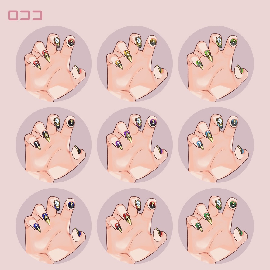 【手の素材】がおーポーズ(ネイル7種x9色)