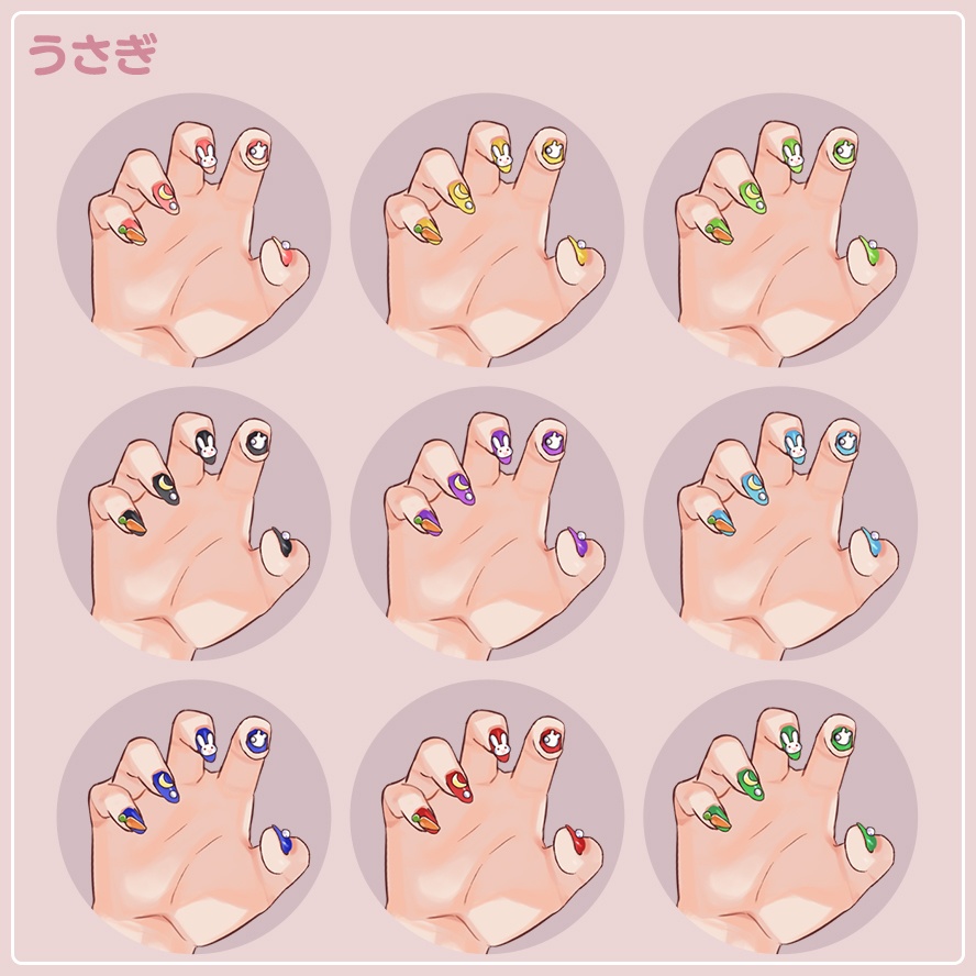 【手の素材】がおーポーズ(ネイル7種x9色)