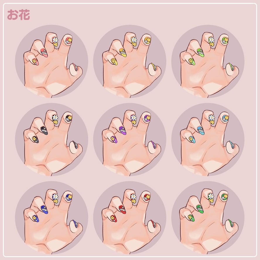 【手の素材】がおーポーズ(ネイル7種x9色)