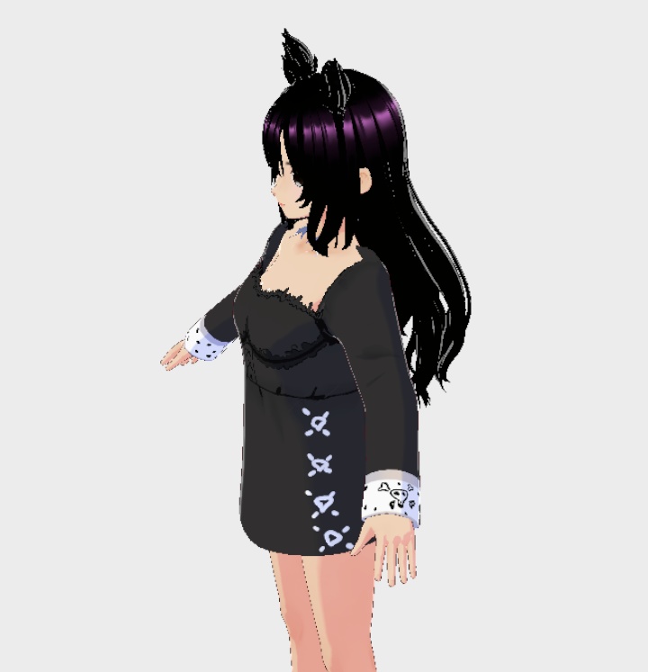 【VRoid用】Kawaii Gothic ミニドレス(黒)