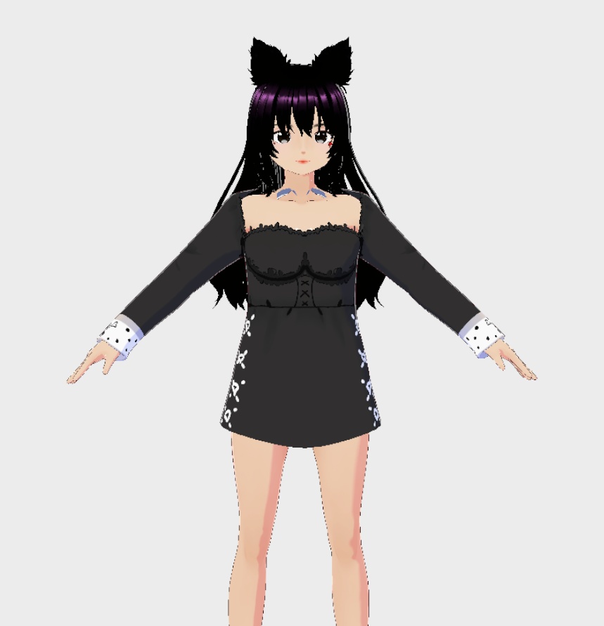 【VRoid用】Kawaii Gothic ミニドレス（黒）