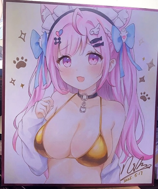 【逆オークション】金ビキニさくたん 直筆色紙(中サイズ)