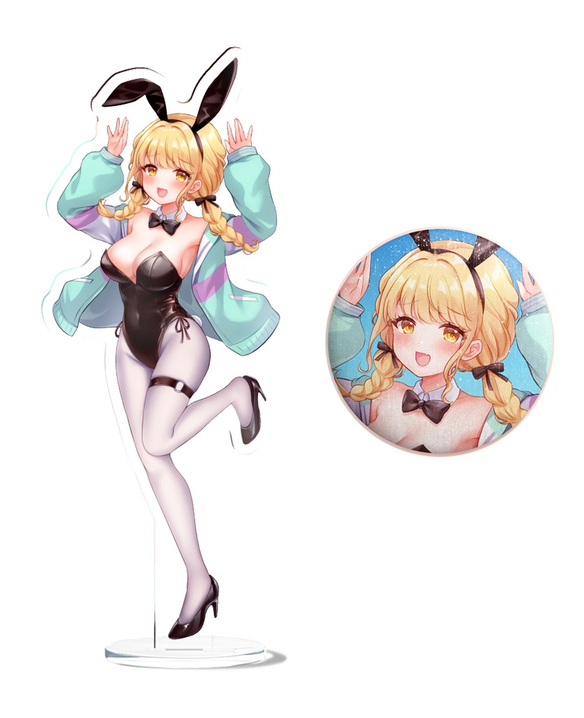 【GSF01】バニーことね アクリルスタンド＆ラメ缶バッジセット