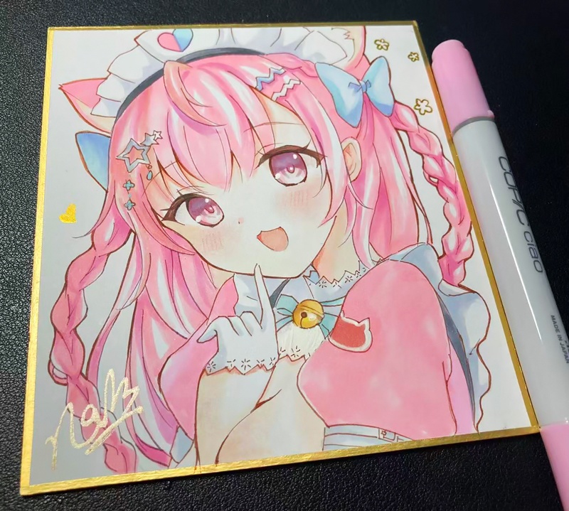 【直筆色紙】さくにゃん（おまけ付き）