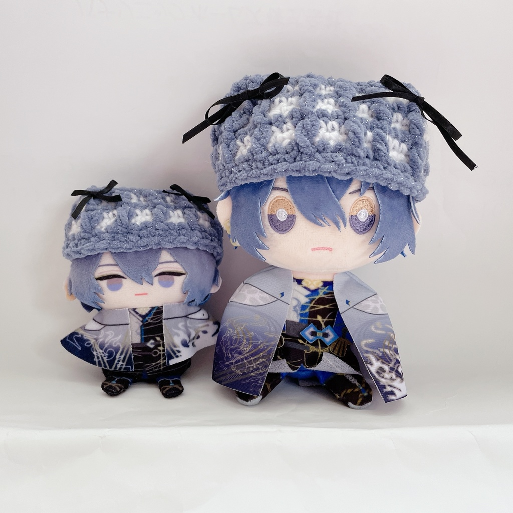 チェック柄ぽこぽこ猫耳ニット帽 16cmぬい