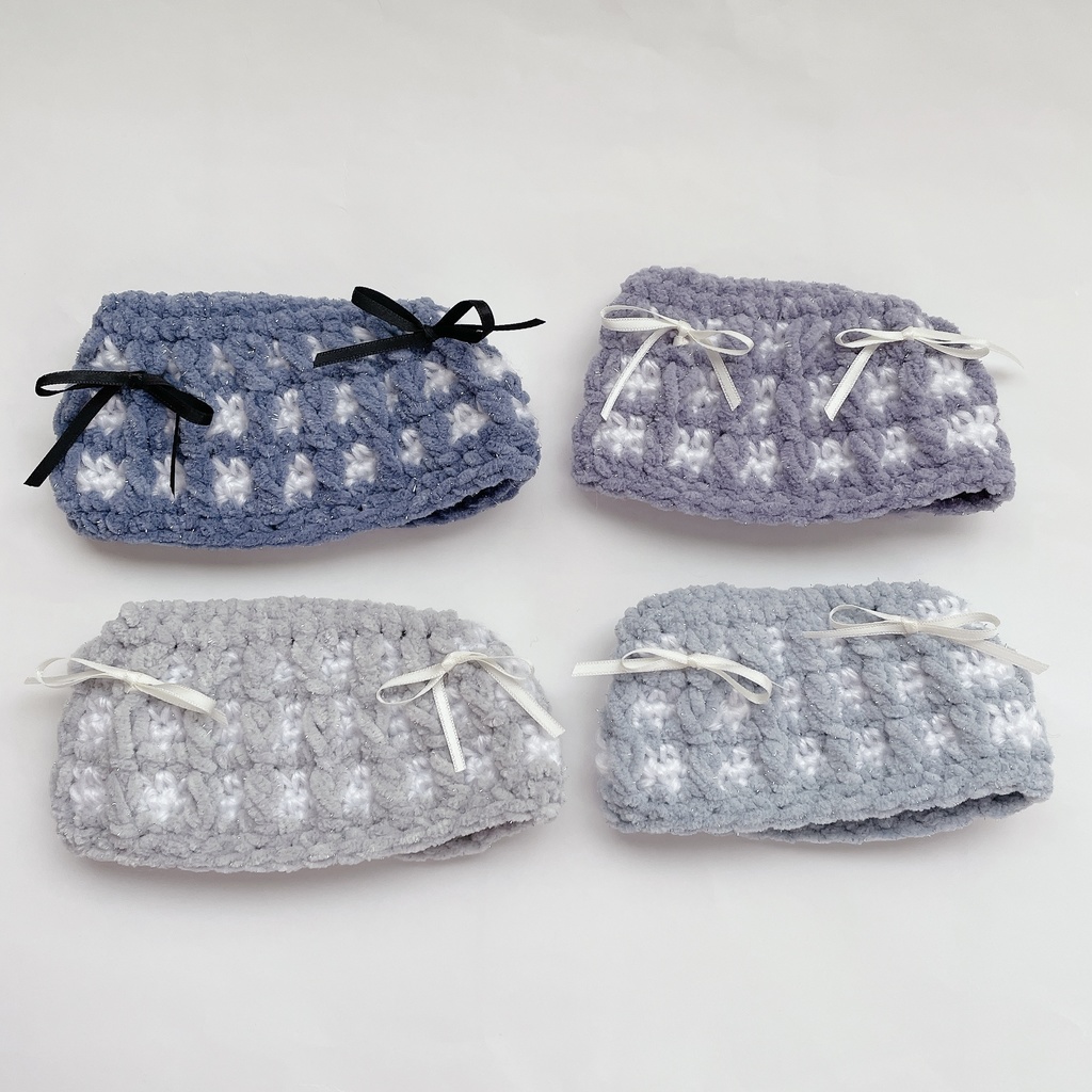 チェック柄ぽこぽこ猫耳ニット帽 16cmぬい