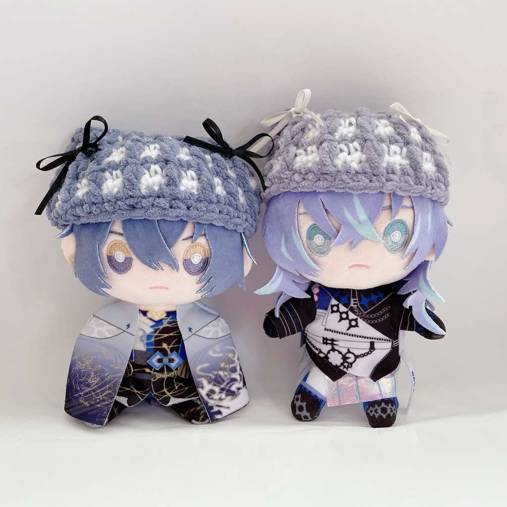 チェック柄ぽこぽこ猫耳ニット帽 16cmぬい