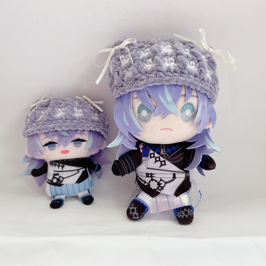 チェック柄ぽこぽこ猫耳ニット帽 16cmぬい