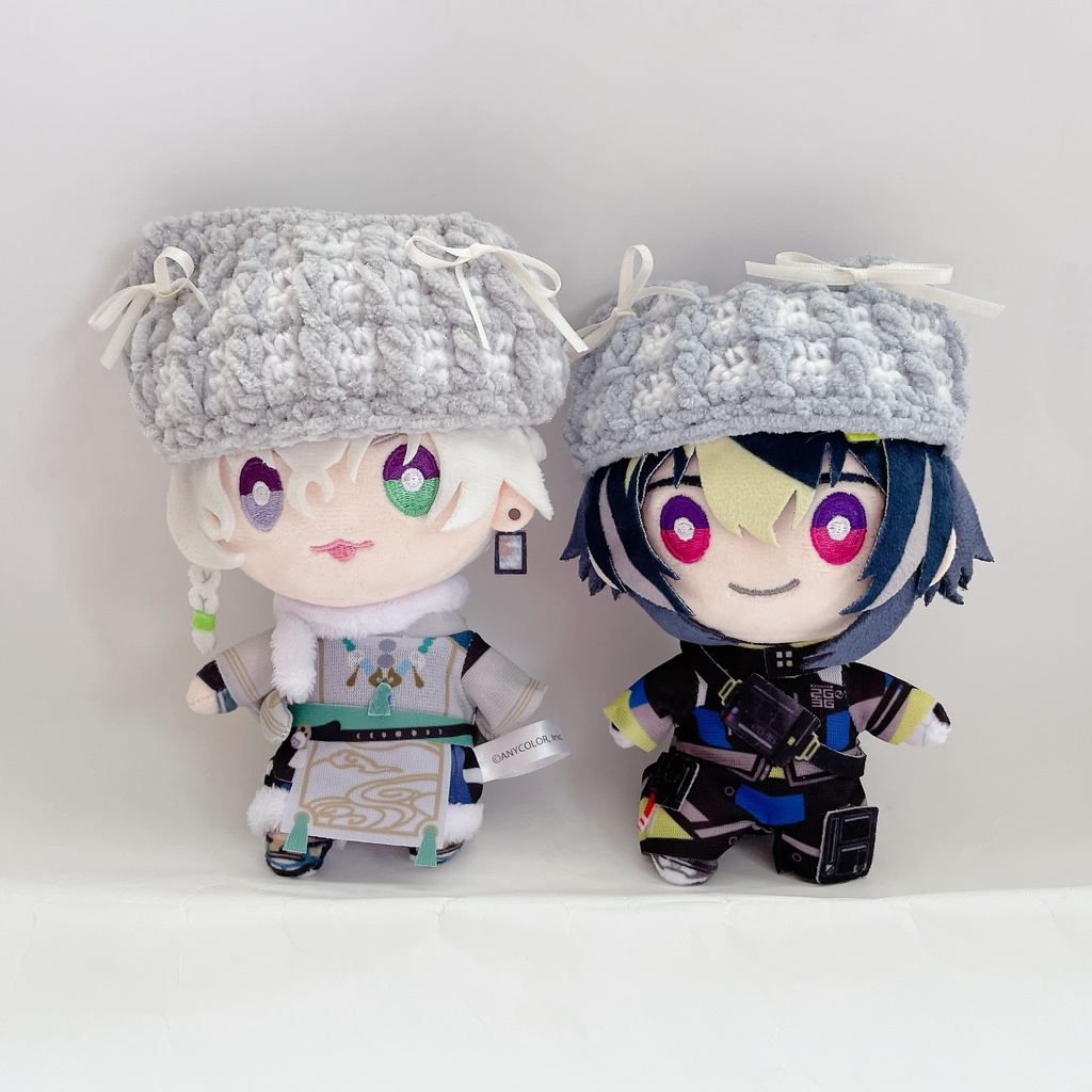 チェック柄ぽこぽこ猫耳ニット帽 16cmぬい