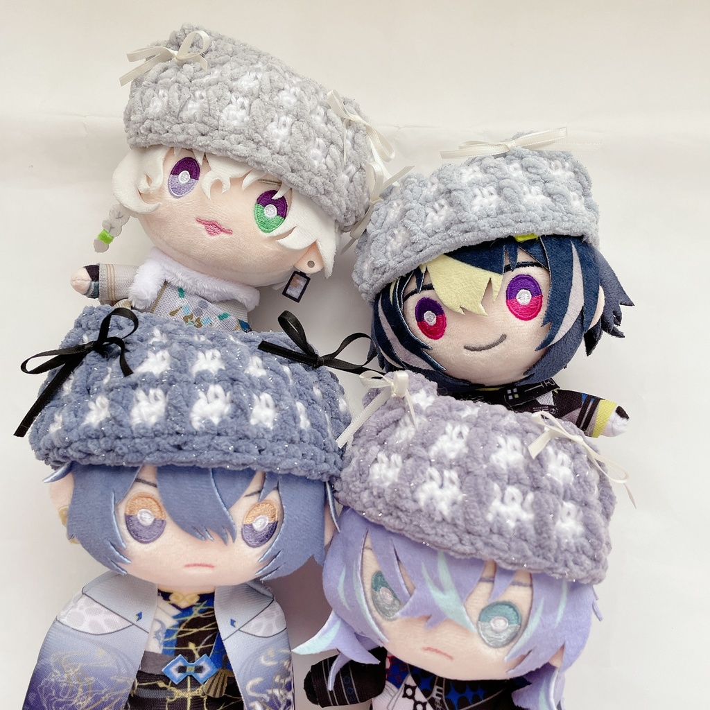 チェック柄ぽこぽこ猫耳ニット帽 16cmぬい