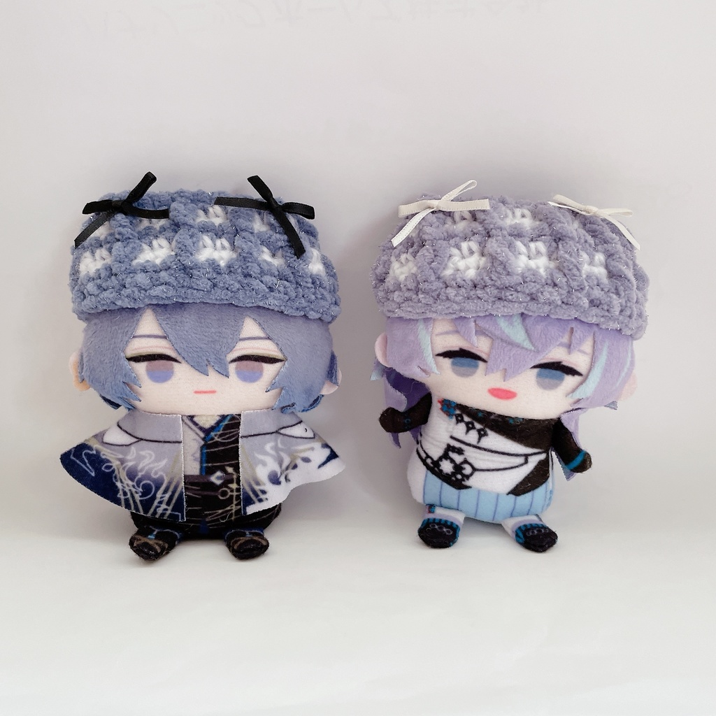 チェック柄ぽこぽこ猫耳ニット帽 10cmぬい