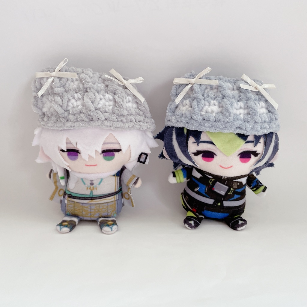 チェック柄ぽこぽこ猫耳ニット帽 10cmぬい