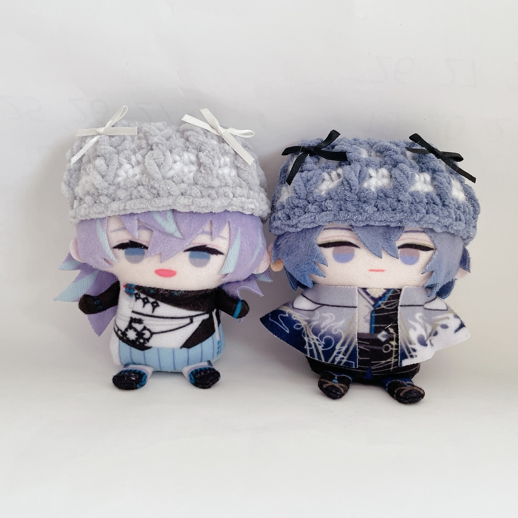 チェック柄ぽこぽこ猫耳ニット帽 16cmぬい/10cmぬい