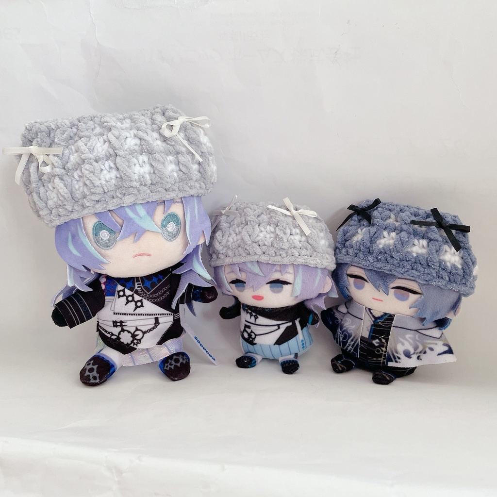 チェック柄ぽこぽこ猫耳ニット帽 16cmぬい/10cmぬい