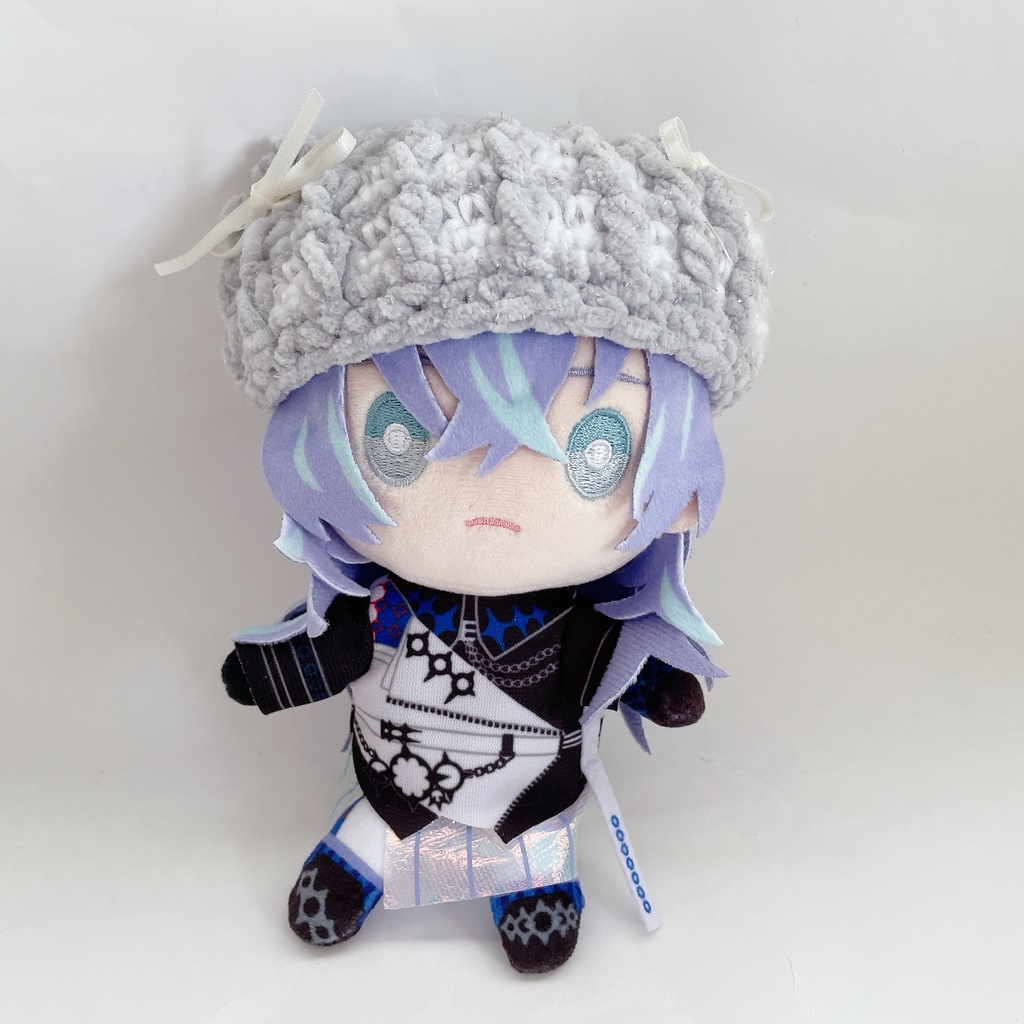 チェック柄ぽこぽこ猫耳ニット帽 16cmぬい/10cmぬい