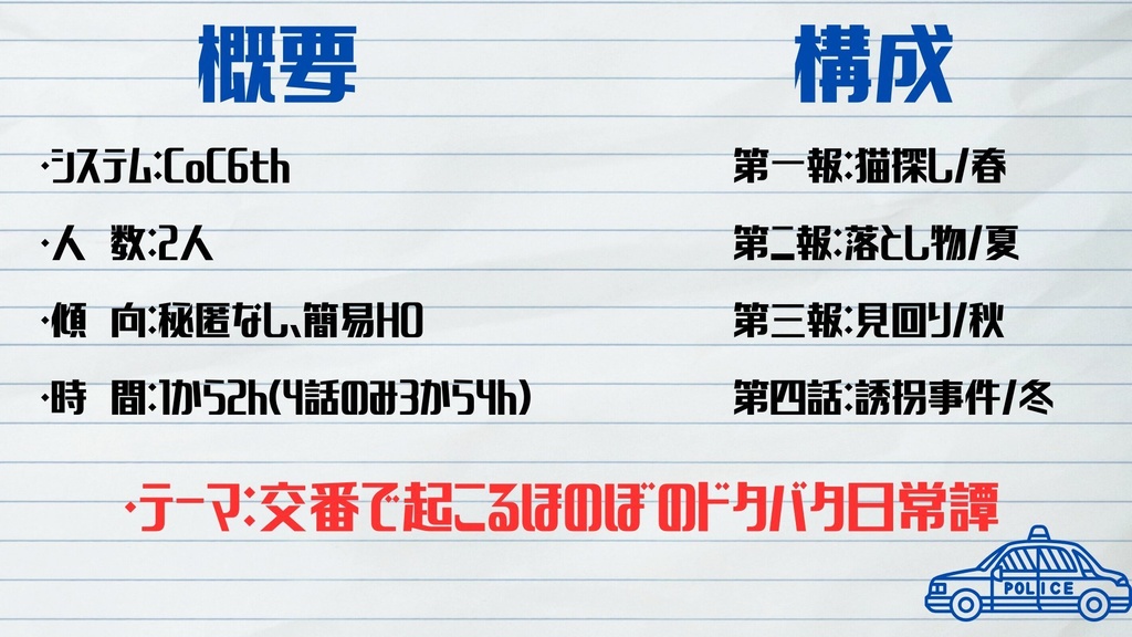 【CoC】花鯨交番報告書 SPLL:E198469