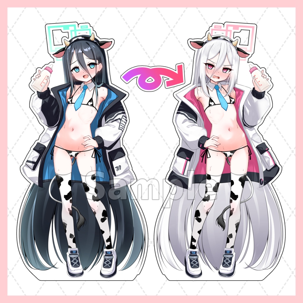 天童アリス&天童ケイ（牛柄MB）　両面アクリルスタンド