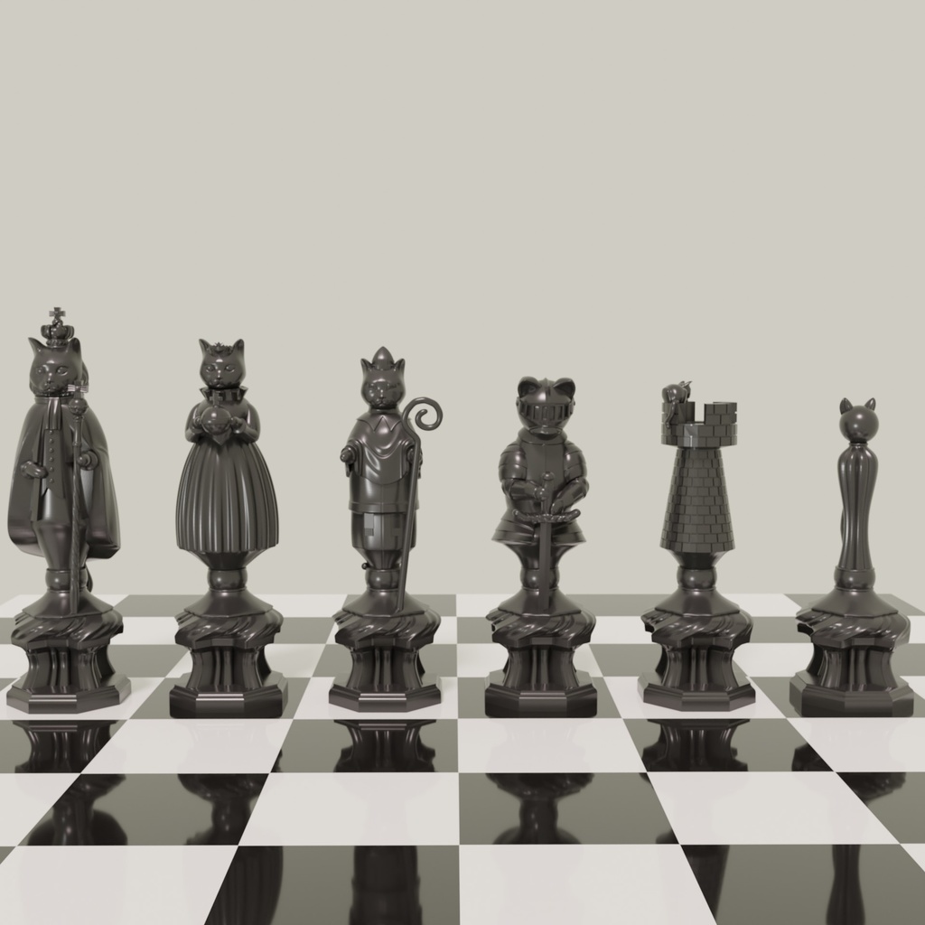 【STLファイルセット】Cat Chess