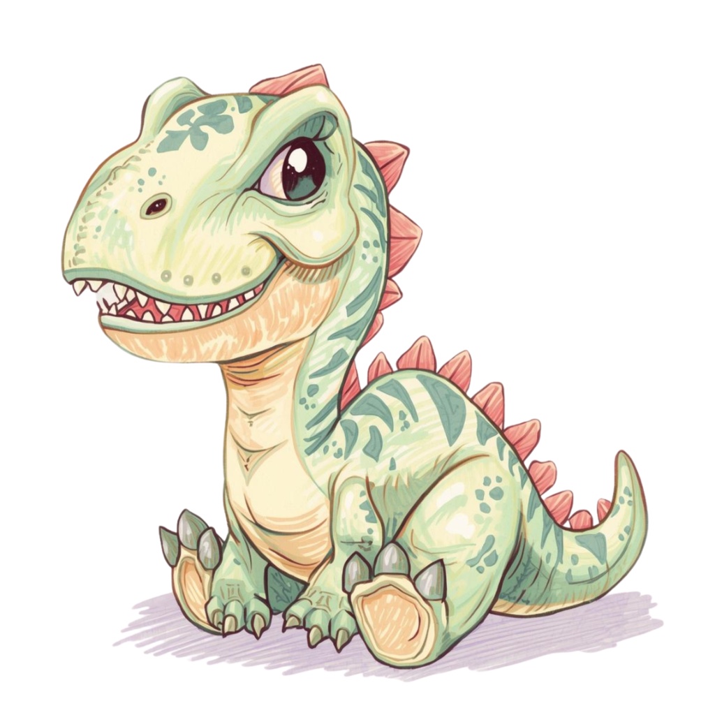 やさしい色鉛筆風 かわいい恐竜クリップアートセット(全10種類)|PNG透過素材