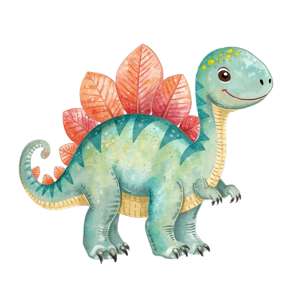 やさしい色鉛筆風 かわいい恐竜クリップアートセット(全10種類)|PNG透過素材