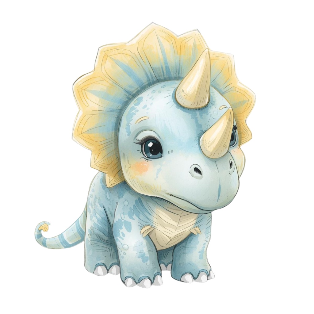 やさしい色鉛筆風 かわいい恐竜クリップアートセット(全10種類)|PNG透過素材