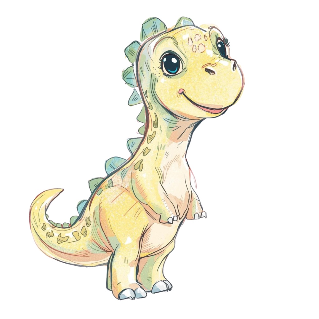 やさしい色鉛筆風 かわいい恐竜クリップアートセット(全10種類)|PNG透過素材